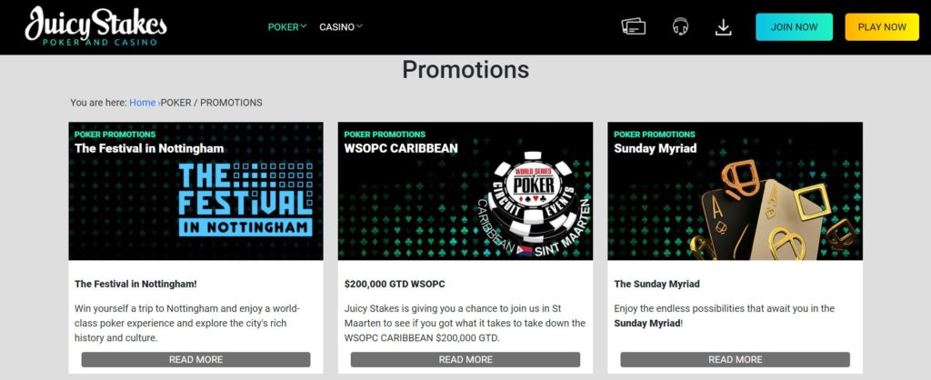 Juicy Stakes Poker kotisivu