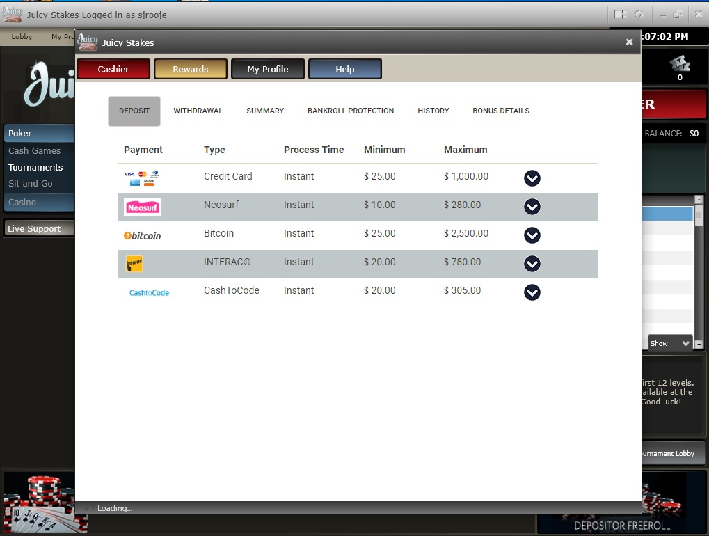 Juicy Stakes Poker maksutavat 1