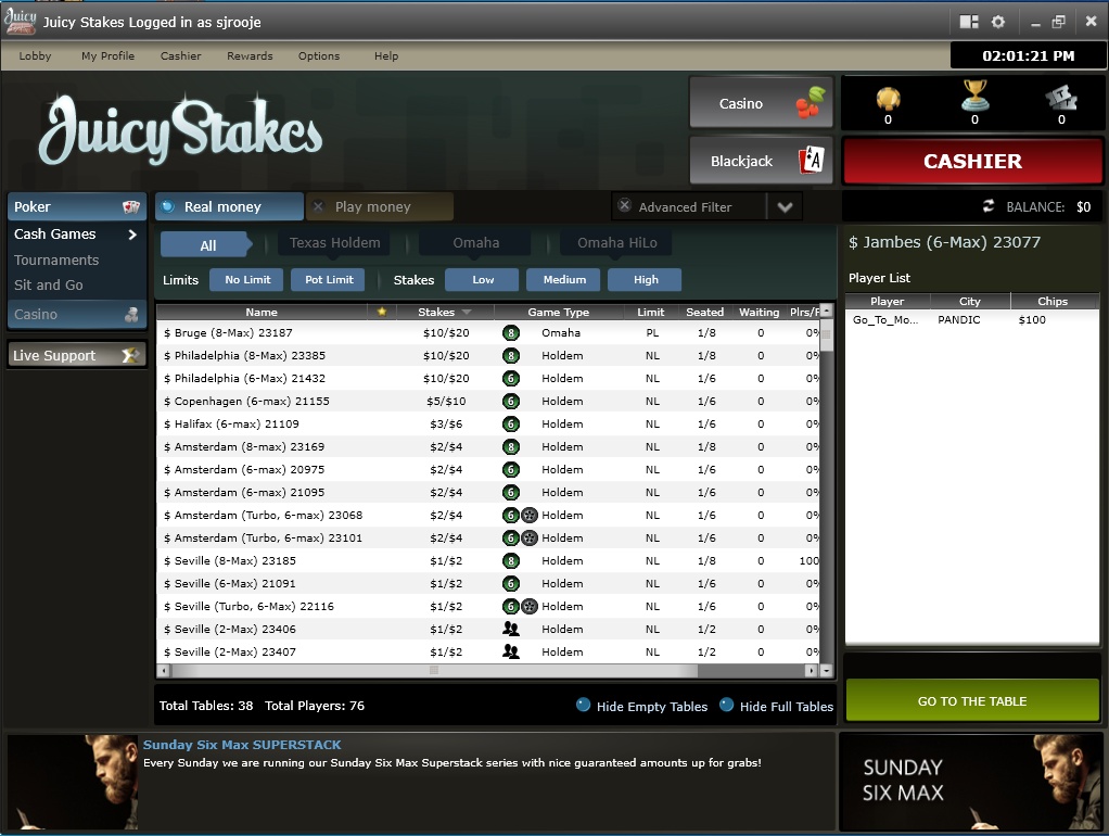Juicy Stakes Poker turnaukset