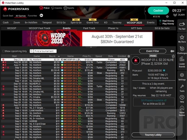 PokerStars WCOOP pokeripelit