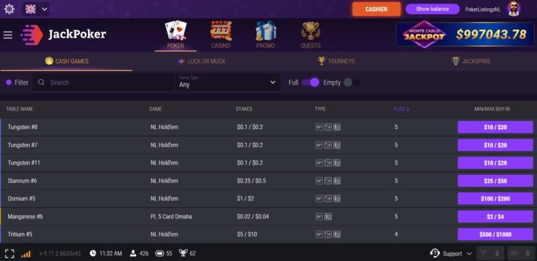 JackPoker käteispelit aula