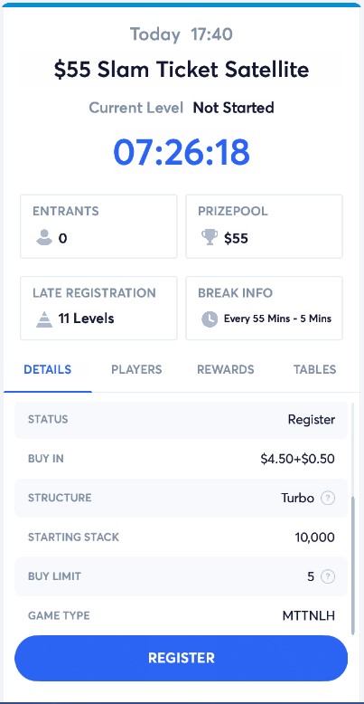 WPT Global Sunday Slam 55$ satelliitti