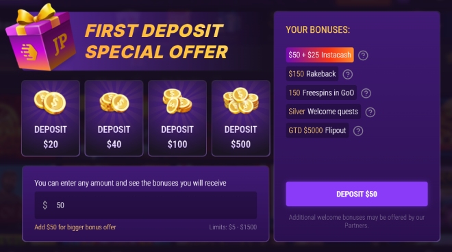 JackPoker Casino Tervetulobonus