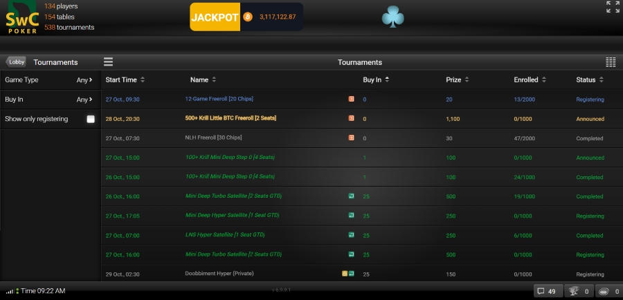 SWC Poker pokeriturnaukset