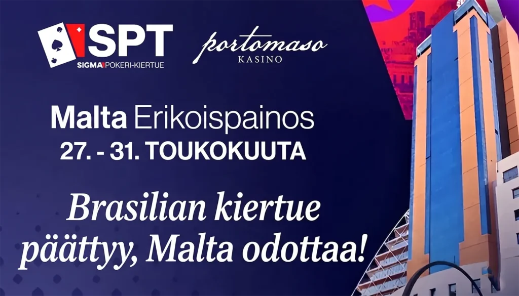 Toukokuussa pokerissa riittää menoa sekä livenä että netissä. Kuun lopulla Malagalla järjestetään toistamiseen SiGMA Poker Tour, 27.–31.5. Portomaso Casinolla. Pääturnauksessa €150 000 takuupotti, lisäksi verkostoitumista ja tunnelmaa.