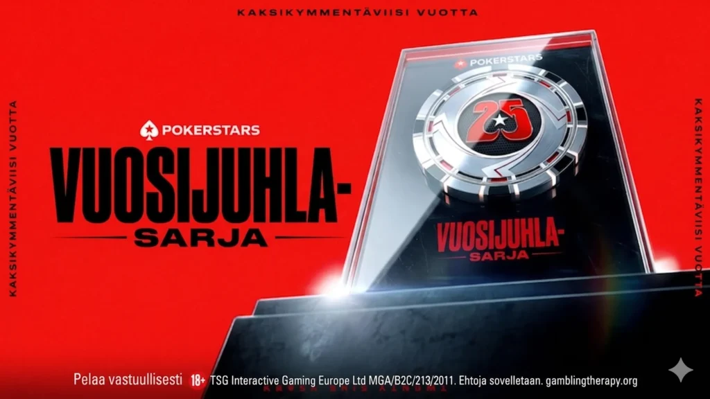 PokerStars juhlii 25-vuotista taivaltaan nostamalla Bronze Passin arvoa 25 %. Korotus astuu voimaan ensimmäisen kerran Anniversary Series -festivaalilla 10.5.–3.6.2026. 