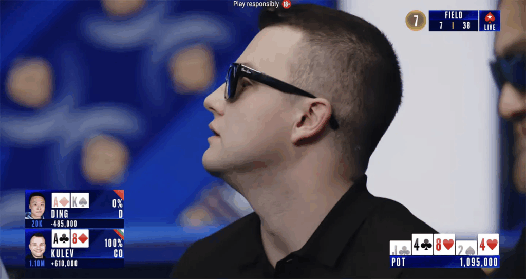 Alex Kulev selviää kuplasta (lähde: youtube.com/@PokerStars)