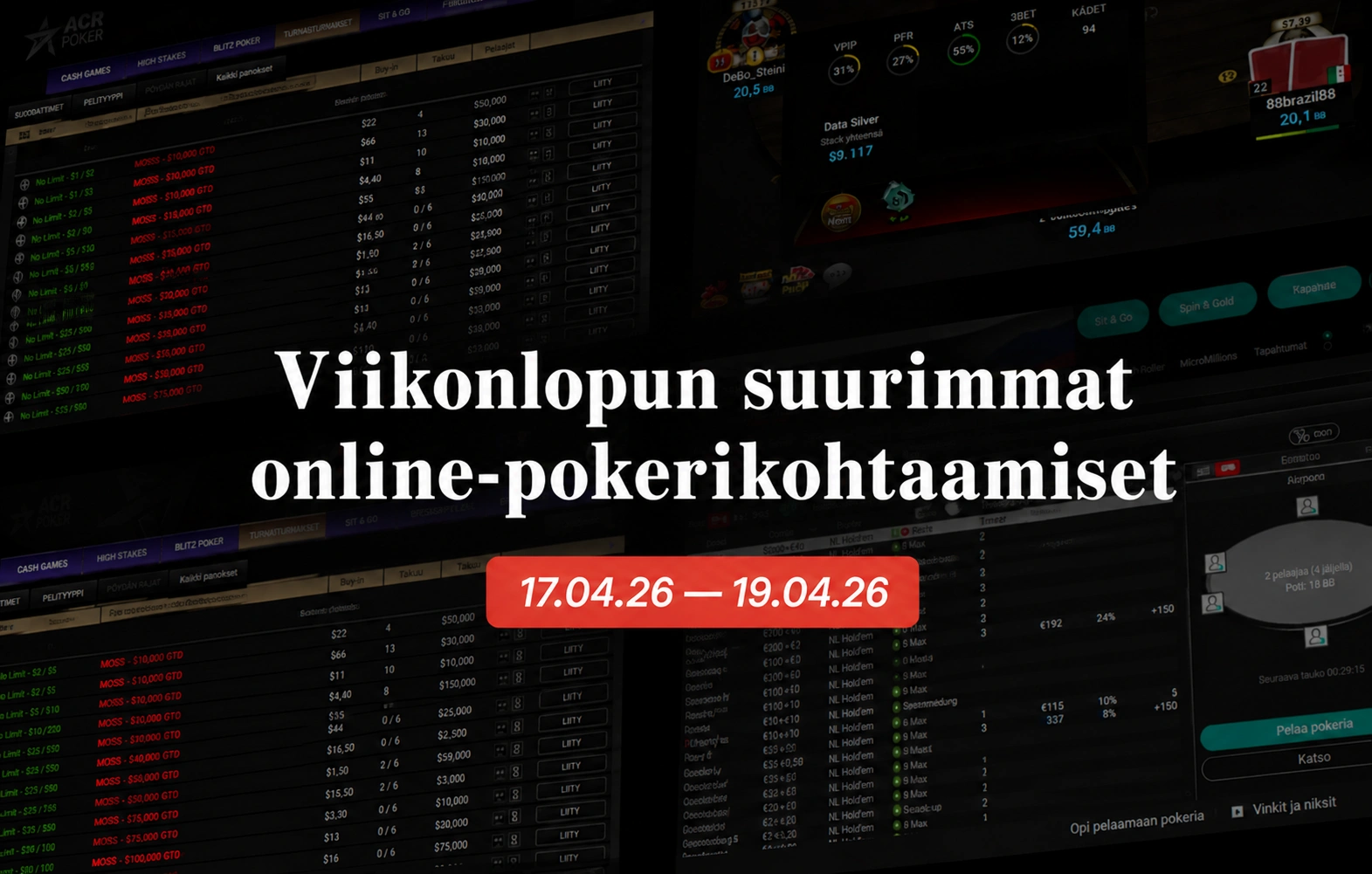 Viikonlopun knockout-turnaukset tarjoavat jättipotteja GGPokerilla, PokerStarsilla ja ACR:llä