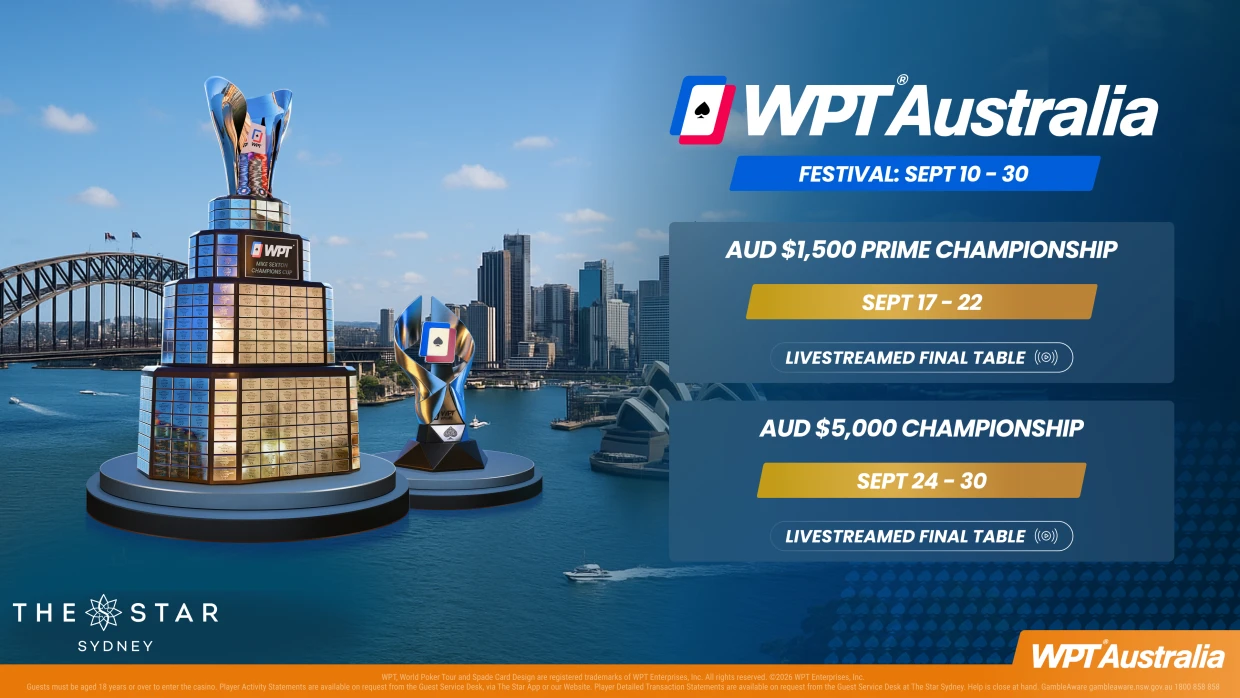 WPT palaa Australiaan syyskuussa – WPT Prime Australia ja WPT Australia Championship vahvistettu Sydneyyn