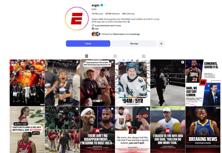 ESPN Instagramissa