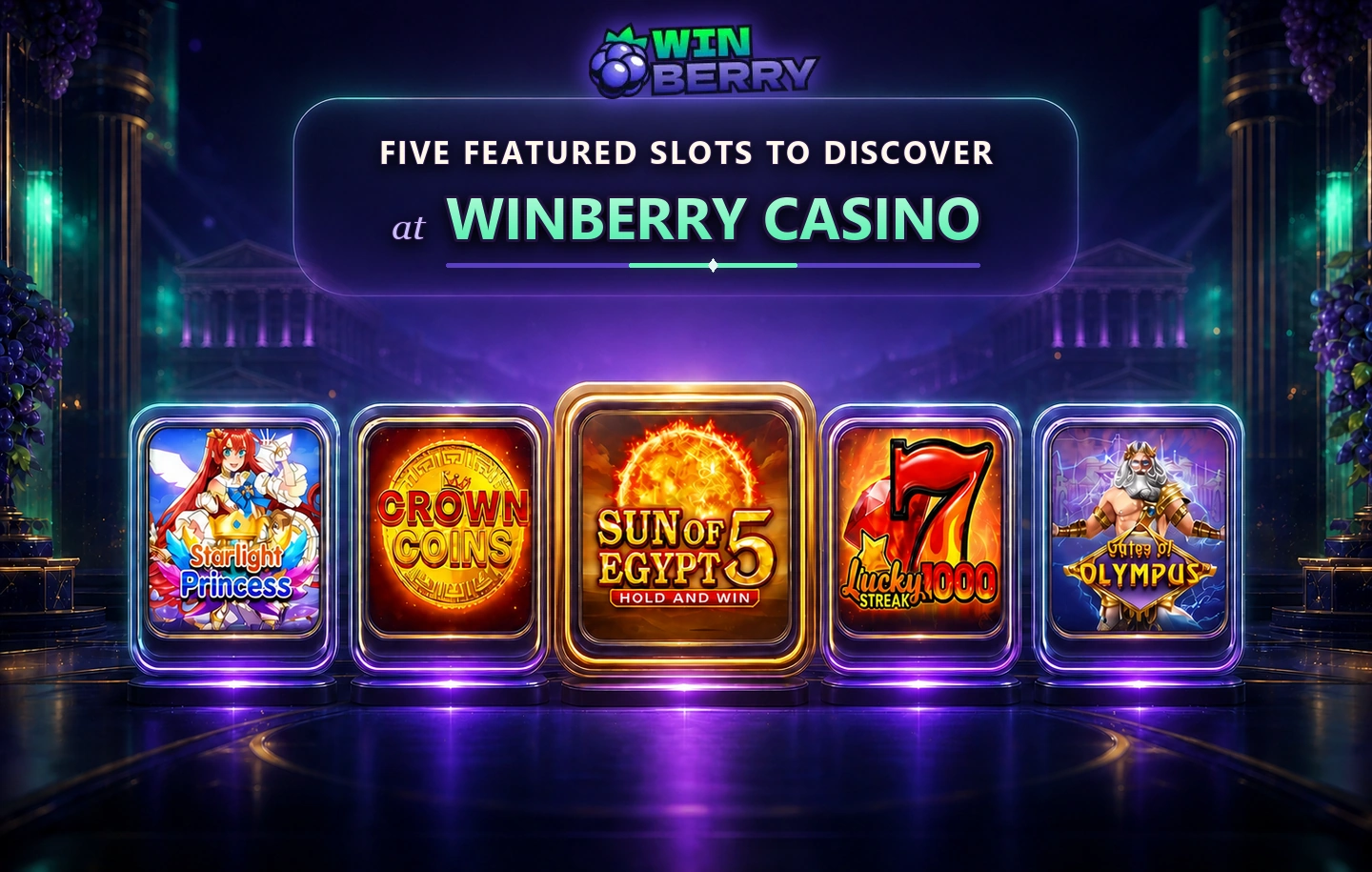 Viisi esittelyssä olevaa kolikkopeliä Winberry Casinolla