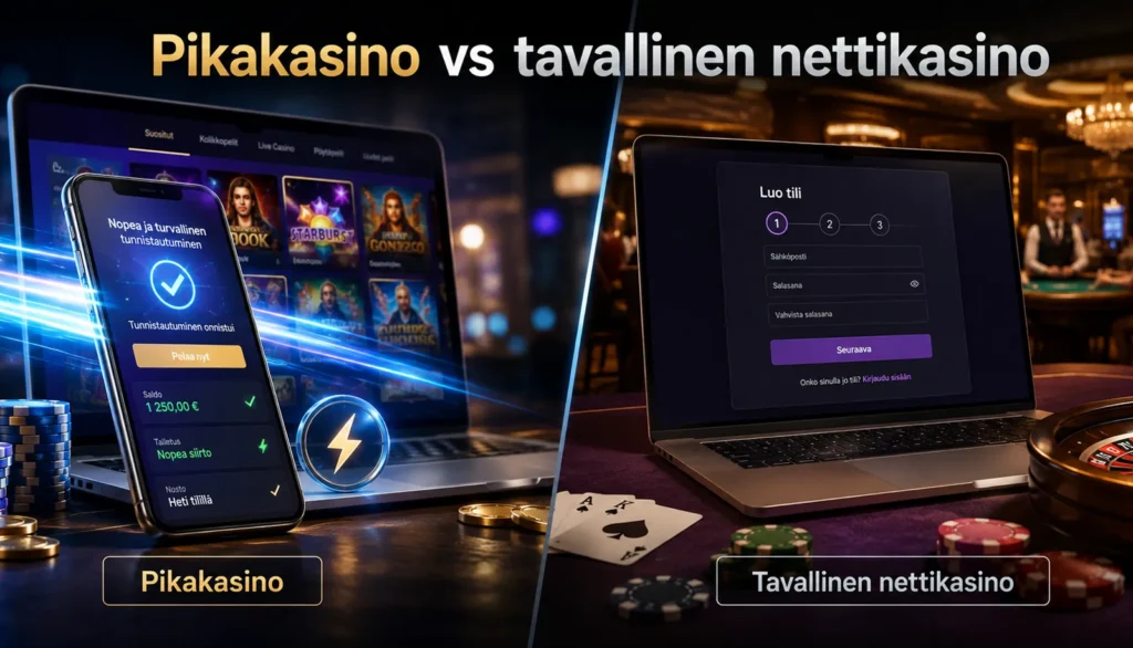 Pikakasino betyr at du slipper å opprette egen brukerkonto. Identifisering skjer via nettbank eller betalingstjeneste, og spillkonto opprettes under innlogging. Også kalt casino uten registrering eller Pay N Play.