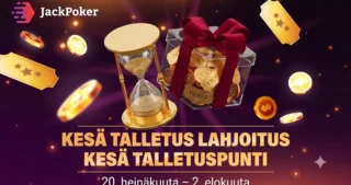 Heinäkuun lopussa ja elokuun alussa 2026 JackPokerilla on tarjolla erillisiä bonuksia uusille ja vanhoille pelaajille.