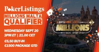 Voita turnausmatka partypoker MILLIONS Malta -tapahtumaan PokerListingsiltä!